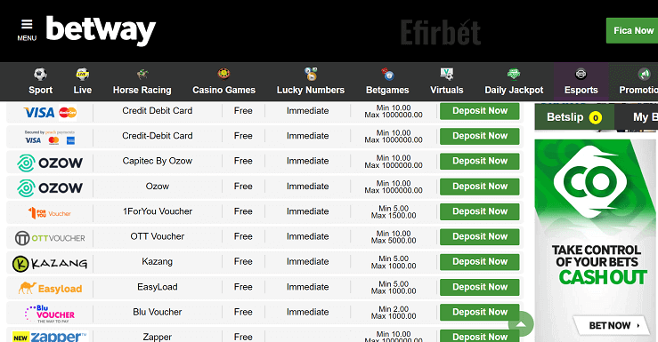 Different betway voucher types